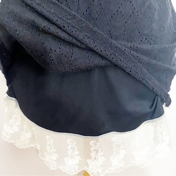 STYLE & CO crochet and lace trim lacy lined tunic top elastic at back waist M - Picture 7 of 9